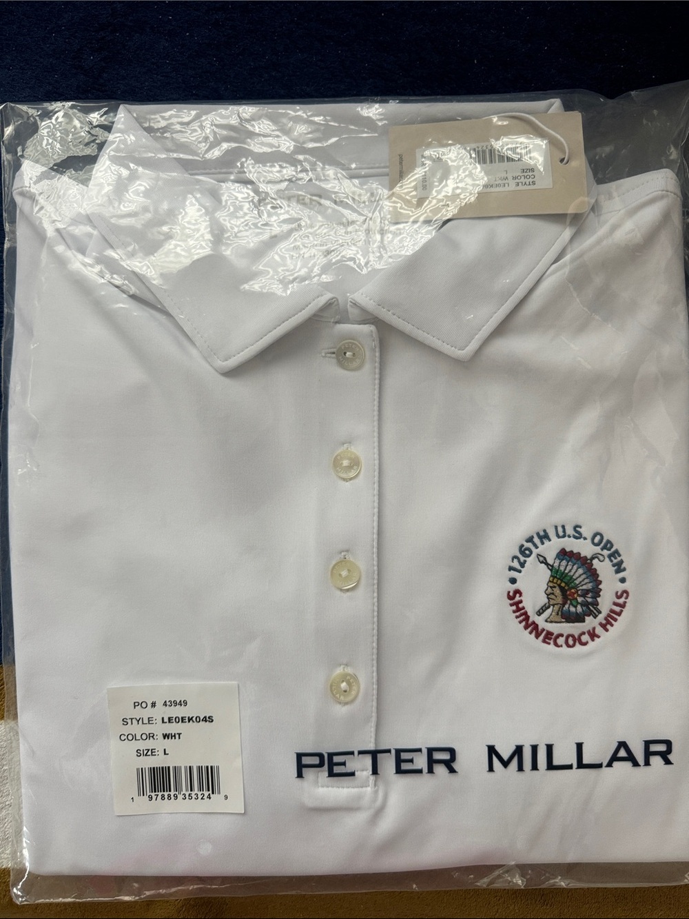 Peter Millar White Polo with 126th U.S. Open Shinnecock Hills logo - Women’s L